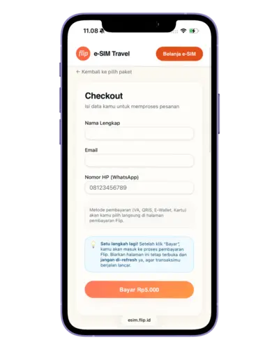 Pembayaran e-SIM Flip via Virtual Account